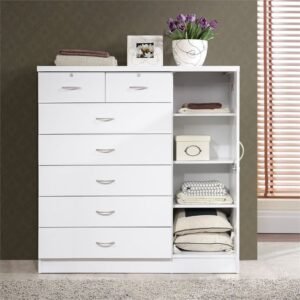 7 Drawers Jumbo Chest with 2 Locking Drawers in White