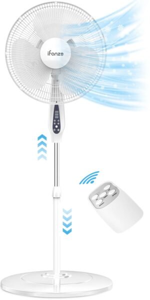 Adjustable Oscillating DC Pedestal Fan with Remote