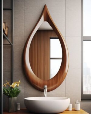 Asymmetrical Wooden Frame Mirror