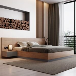Brown Standard Rectangular Panel Bed with Lift Up Storage