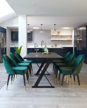 Clover Dark Green Velvet Dining Table