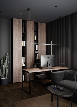 Earthy Brown And Black Decor With Rugged Rock Features & Luxurious Lighting