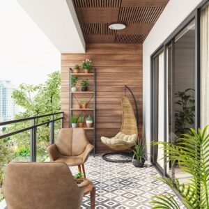 Elegant Balcony Design With Beautiful Wooden Interiors