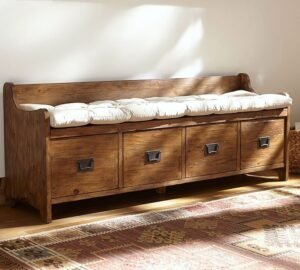 Entry Way Cushioned Bench with 4 Drawers