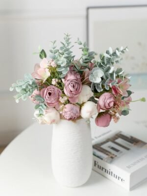 European Style Eucalyptus Hydrangea Plastic Artificial Flower