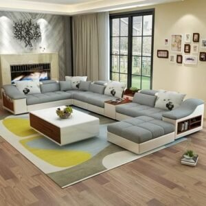Exclusive Ultramodern Spacious Fabric Sectional Sofa Set