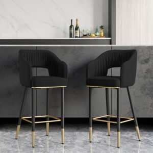 Modern Black Velvet Upholstered Bar Stool