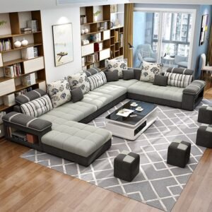 Grey & Dark Grey Modular Tufted Sectional