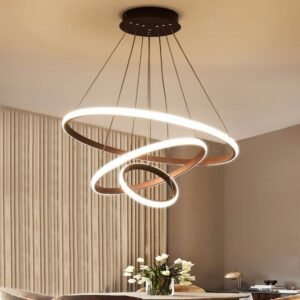 LED 4 Rings Adjustable Shape Remote Dimming Pendant Light