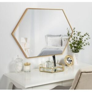 Mid Century Hexagon Beveled Accent Mirror Yellow