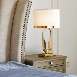 Minimalist 1-Light Table Lamp with Fabric Drum Shade