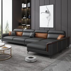 Modern Lazy Leather Sectional Sofa
