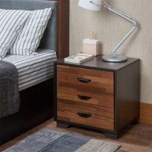 Modern Wood Bedside Table with 3-Drawer Storage