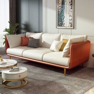 Orange & White Coloured Deep Seat Sofa