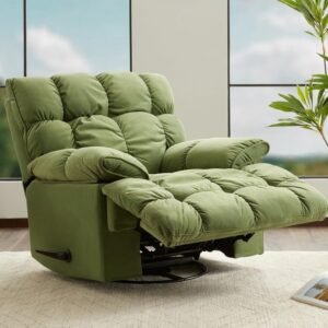 Oversized Manual Swivel Rocker Recliner with Overstuffed Soft Padded Headrest and Armrest
