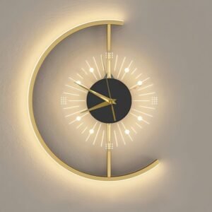 Rechargeable Cordless Moon Clock with LED Wall Lamp