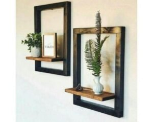 Rustic Wooden Corner Floating Shelves