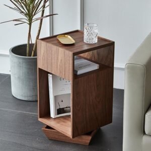 Square Rotating Storage End Table