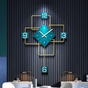 Stylish Gold & Green Nordic Geometry Modern Simple Fashion Wall Clock
