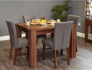Walnut Coloured Square Shape Dining Table