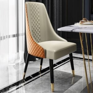 White Coloured Wooden Fabric Finished Chair with Arm Rest