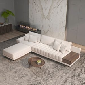 White Modular Sectional Sofa with Ottoman