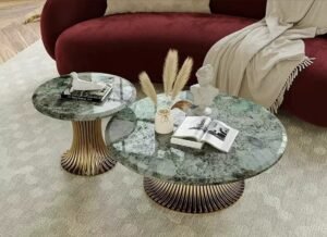 Super Crystalline Stone + Stainless Steel Base Center Table