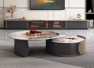 Slate Marble + Eco-Friendly Paint Density Board Center Table