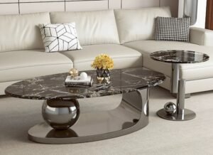 Super Spar Marble + Stainless Steel Base Center Table