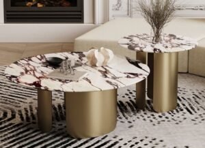 Marble + Stainless Steel Center Table