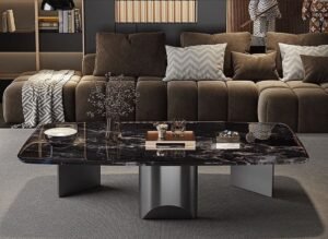 Marble Stone + Stainless Steel Base Center Table