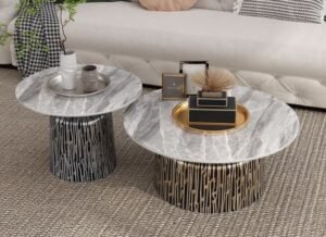 Slate Marble with Iron Leg Center Table