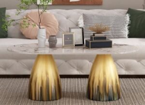 Slate Marble with Iron Leg Center Table