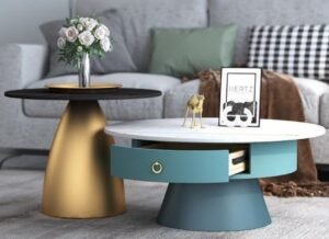 Slate Marble with Iron Leg Center Table