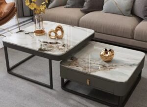 Slate Marble with Iron Leg Center Table