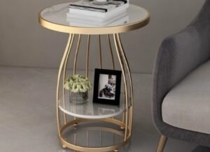 Slate Marble Top with Iron Leg Center Table