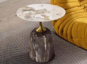 Slate Marble Top with Iron Leg Center Table