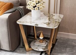 Slate Marble Top with Stainless Steel Leg Center Table