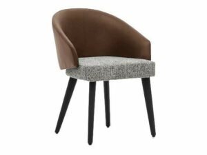 Black Stainless Steel Dining Chair with Armrest