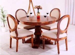 4 Seater Round Wooden Dining Table