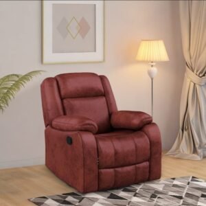 Dessert Orange Coloured Suede Fabric Recliner