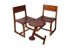 Wooden Round Coffee Table with Chair